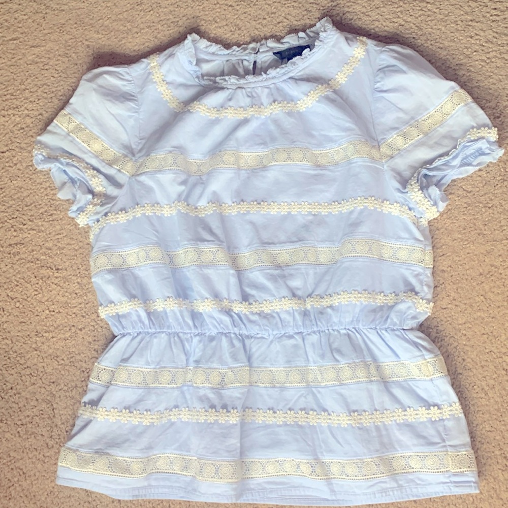 JCrew embroidered peplum top